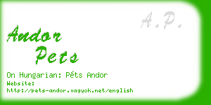 andor pets business card