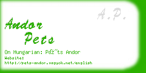 andor pets business card